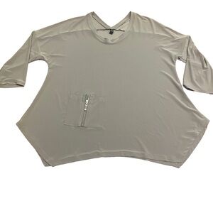 By JJ Women’s Gray 3/4 Sleeve Blouse With Side Zipper Pocket  Detail Size Small